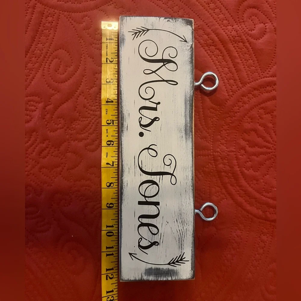 Mrs. Jones Charming Black and White Teacher Classroom Door Sign